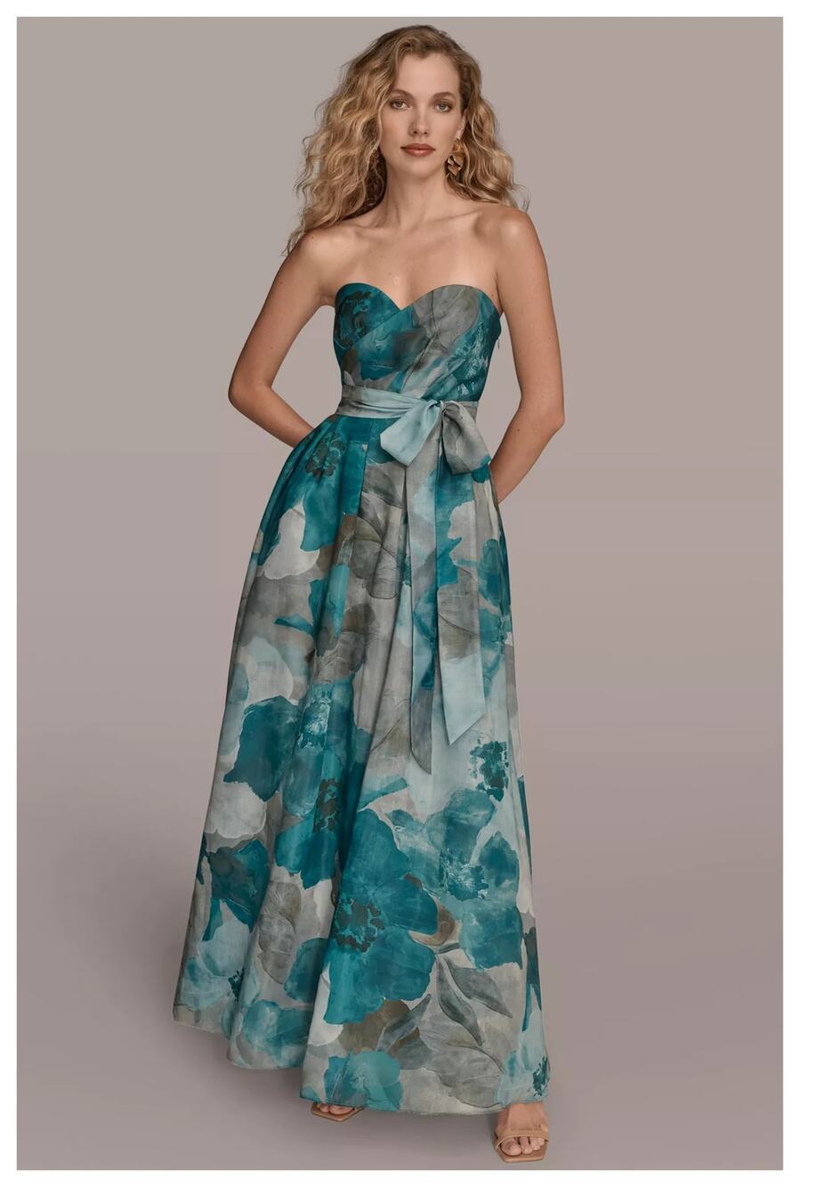 NEW Donna Karan New York Floral Strapless Fit & Flare Gown Size 2